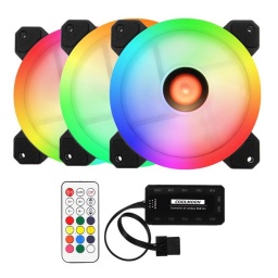 Kit De 3 Fanes RGB Para PC con HUB Controladora y Control Remoto