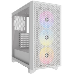 Gabinete Gaming ATX Corsair 3000D RGB Airflow 3 Fanes AR120 RGB - Blanco