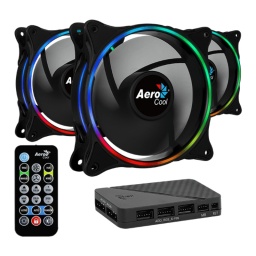 Kit De 3 Fanes ARGB Aerocool Eclipse 12 Pro Para Gabinete + HUB Controladora + Control Remoto