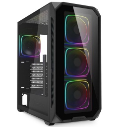 Gabinete Gamer Sharkoon AK5G RGB Negro 4 Fanes ARGB Panel Frontal y Lateral de Vidrio