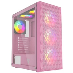 Gabinete Gamer Fantech CG-83 Pink Panel Frontal Mesh y Lateral de Vidrio Templado 4 Fan RGB - Rosado