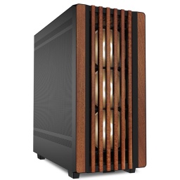 Gabinete ATX Gaming Sharkoon Rebel C70M RGB Diseo Madera Panel Metal Negro