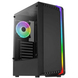 Gabinete Gamer Aerocool Bionic Black Lateral Vidrio Templado + Fan Cooler RGB - Negro