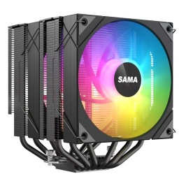 Disipador Fan Cooler de Aire para CPU Sama 6PDW ARGB 120MM Doble Disipador Para Intel y AMD - Negro