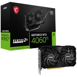 Tarjeta de Video MSI GeForce RTX 4060 Ti 16GB GDDR6 Ventus 2X Black OC 128-bit DLSS3 Doble Fan Torx 4.0