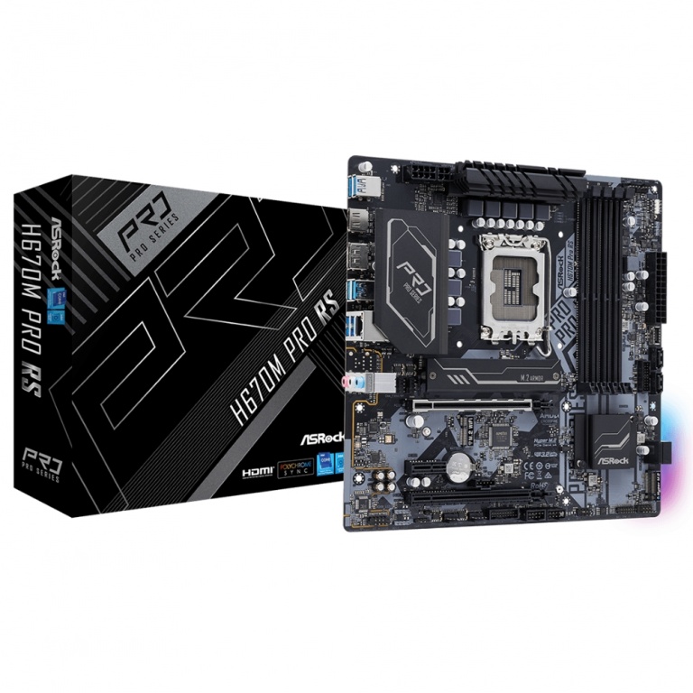 Motherboard ASRock H670M Pro RS DDR4 LGA1700 Intel Gen. 12 / 13 / 14 mATX M.2 PCIe 4.0