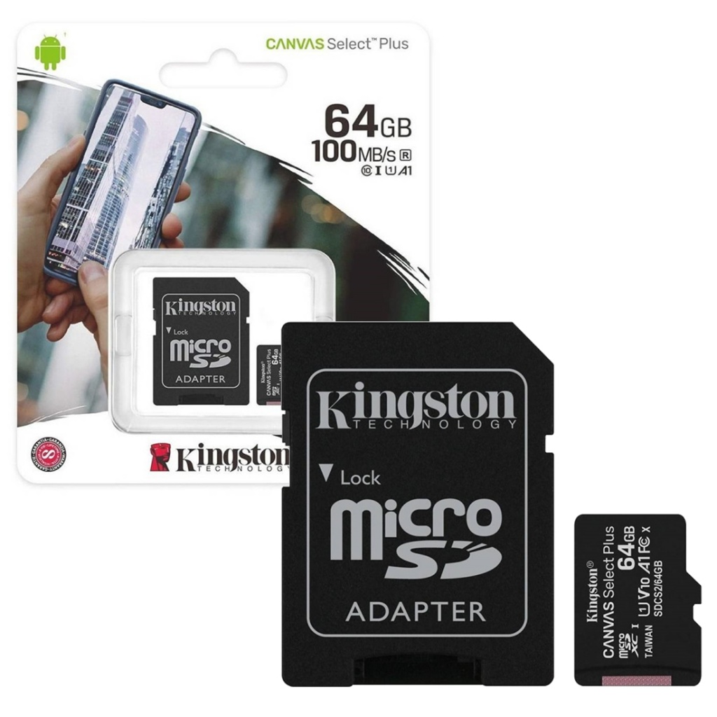 TARJETA DE MEMORIA KINGSTON MICRO-SD 64 GB CON ADAPTADOR SD