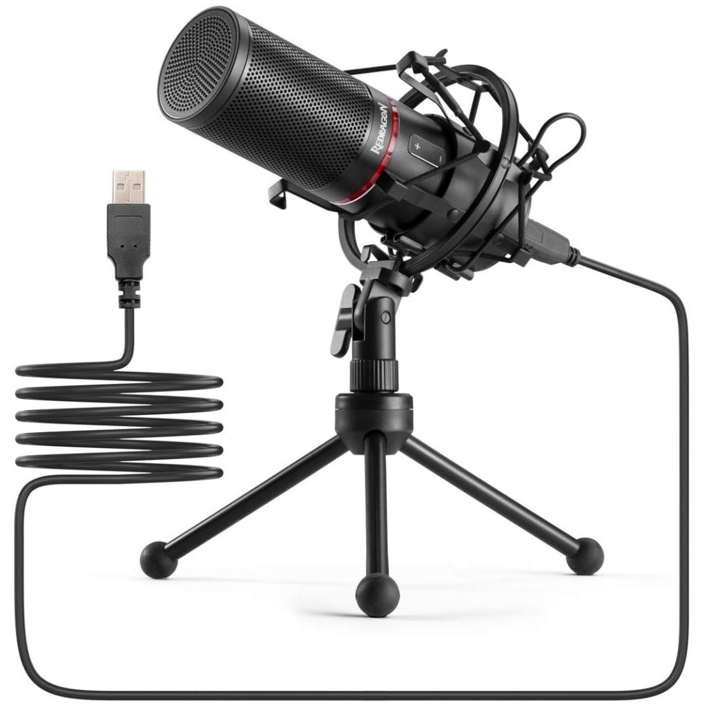Microfono gaming para streaming usb tipo c, con base tipo tripie para  escritorio, color negro