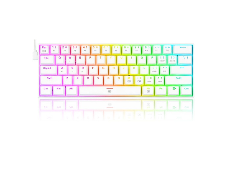 Teclado 60% Redragon Dragonborn K630W RGB Mecnico Gaming RGB Blanco Switch Red