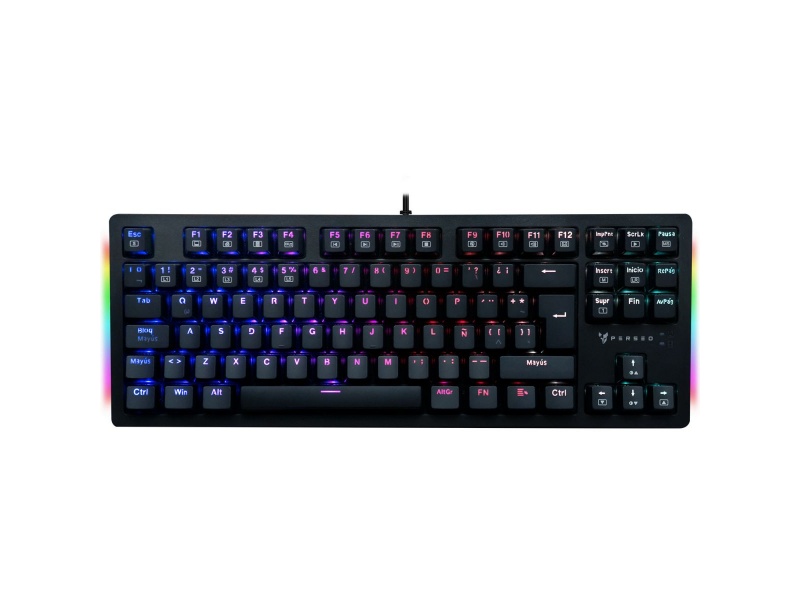 Teclado Gamer TKL Mecanico Retroiluminado Perseo Heleus RGB Switch Outemu Blue - Negro