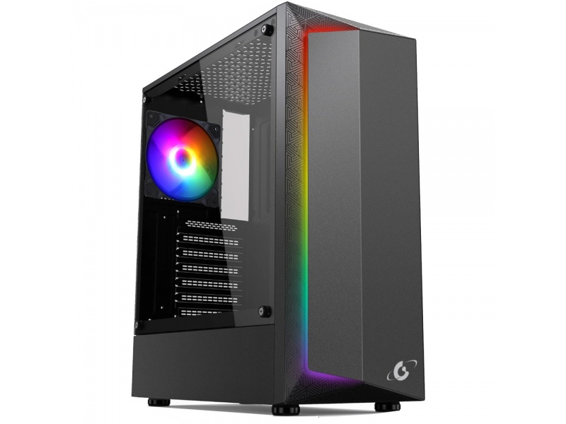 Gabinete Gamer Gravity GR08 Black Lateral Vidrio Templado + Fan Cooler RGB - Negro